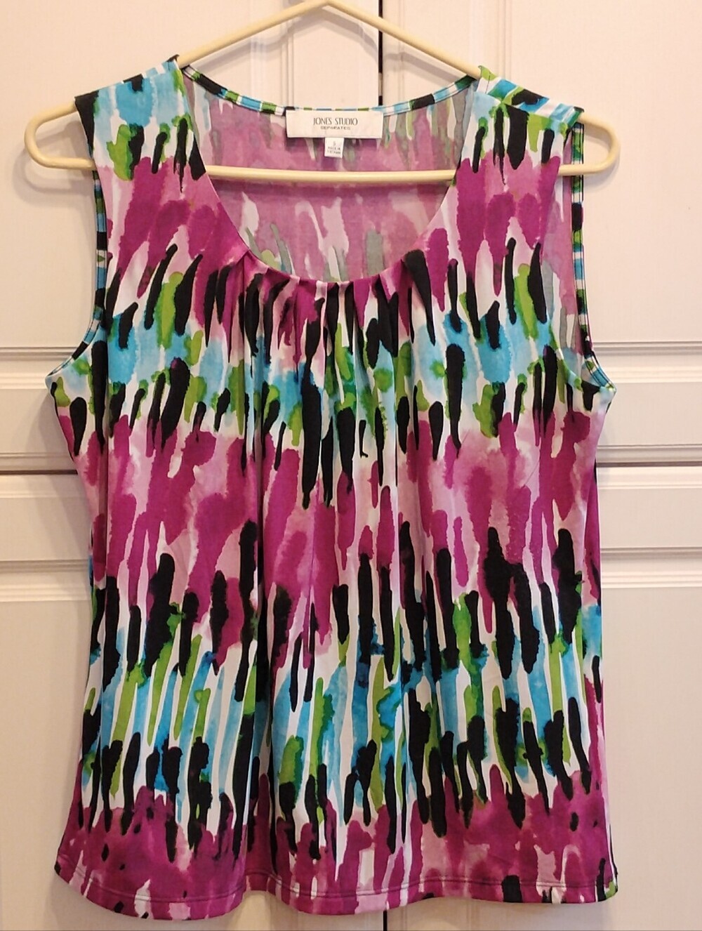 Jones Studio Woman's Sleeveless Paint Brush Pattern Top, Size S